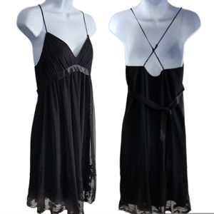 Betsey Johnson Black Coctail Evening Flirty Sheer Embroidered Dress 6